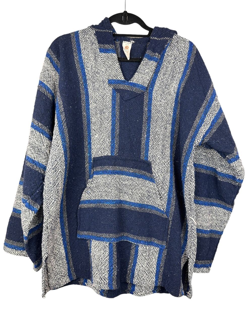 Sun Specs Men’s Sz: L Baja Hooded Poncho Sweater Pullover Made In Mexico